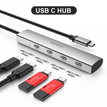 RSHTECH USB C Концентратор 10 Гбит /с 4-В-1 Type-C к USB-C 3.2 Gen 2 Портативные USB C Концентраторы Многопортовый Адаптер для ноутбука Thunderbolt/ Type C