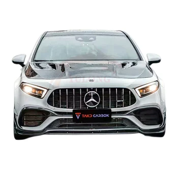 TAKD style dry carbon fiber передний бампер для губ боковая юбка задний диффузор задний спойлер капот для Mercedes-Benz CLA45 AMG W177 2020-22