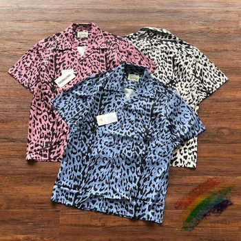 Wacko Maria, Гавайская Тонкая рубашка с Леопардовым принтом и коротким рукавом, Летняя Мужская Женская Верхняя одежда с пуговицами Высокого качества