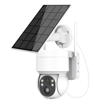 WiFi PTZ-Камера Наружная Беспроводная Солнечная Панель IP-Камера 4MP HD Встроенный Аккумулятор Видеонаблюдение Двухстороннее Аудио Alexa iCSee APP
