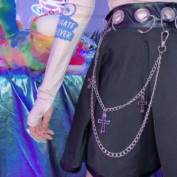 Y2k Винтажные Перекрестные цепочки INS Аксессуары для брюк на талии В стиле Хиппи, панк, готика, Крутая девушка, Декор в стиле хип-хоп, Сумки для брюк, цепочки