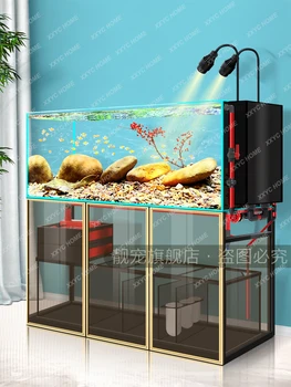 Аквариум С рыбками Донный Фильтр для аквариума из Супер Белого стекла для гостиной Lanshou Stream Tank