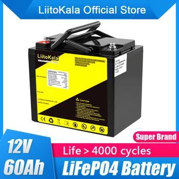 Аккумуляторная батарея LiitoKala 12V 60Ah с глубоким циклом LiFePO4 12,8 В 60Ач со сроком службы 4000 циклов со встроенной защитой BMS