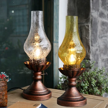 Американская ретро-ностальгическая Старомодная настольная лампа, Креативный фонарь для сарая, Прикроватная тумбочка для спальни, Классическое Старое железное украшение для гостевого дома