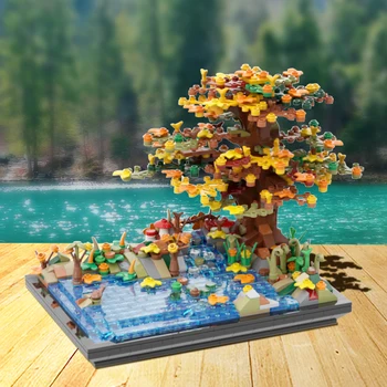 Архитектура Уличного пейзажа MOC, Осеннее дерево у озера, модель, Орнамент, Строительный блок, обучающий набор, игрушка для подарка малышу