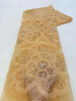 Африканская кружевная ткань 2023, Высококачественное Нигерийское Французское Сетчатое Тюлевое кружево с блестками Для вечернего платья