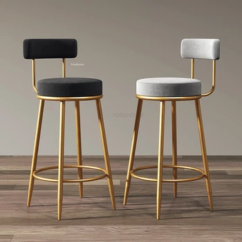 Барные стулья в скандинавском стиле, легкий Роскошный бытовой Высокий барный стул для кухни, Современная барная мебель на стойке регистрации, простые барные стулья с железной спинкой