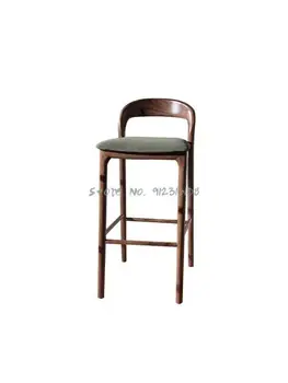 Барный стул, современный простой барный стул, высокий табурет из массива дерева, черный ореховый барный стул, высокий стул на стойке регистрации, бытовая техника