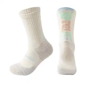 Баскетбольные носки с буквенным градиентом, универсальные практичные элитные носки с высоким полотенцем, модные носки в американском стиле, мужские Женские носки