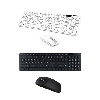 Беспроводная тонкая белая клавиатура + беспроводная оптическая мышь с отключением звука для ПК и ноутбука