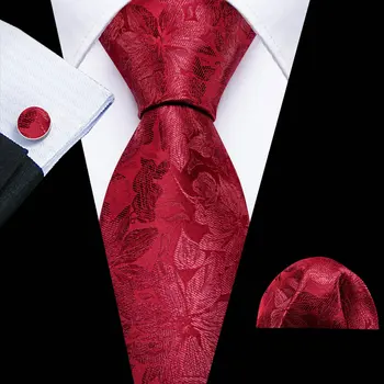 Бордово-красный галстук, мужской шелковый тканый платок, набор запонок, изысканный мужской костюм, галстуки для жениха, свадебная вечеринка Barry.Дизайнер Wang