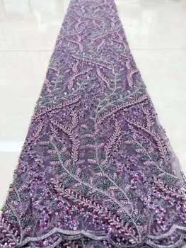 В продаже Французская кружевная ткань из тюля с вышивкой оптом JIANXI.C-1302.6822 Африканская вышитая бисером сетка из ткани