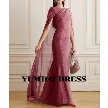 Вечернее платье-накидка с малиновыми блестками YUMDI, Бальное платье длиной до пола, Великолепное Дубайское платье Для совершеннолетия От Кутюр