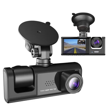 Видеорегистратор для автомобилей Спереди и внутри, двойная камера 1080P с ИК-Ночным Видением, Циклическая запись, Автомобильный видеорегистратор blackbox С 2-дюймовым IPS-экраном