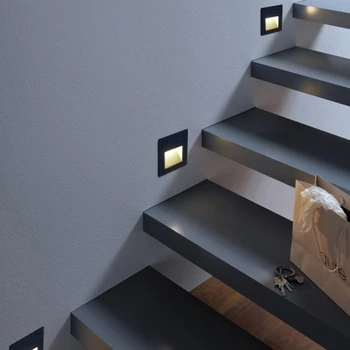 Встраиваемый датчик лестницы LED Настенный датчик освещения лестницы Лампа Квадратная настенная лампа для домашней лестницы Лампа для коридора
