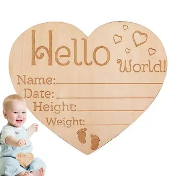 Выгравированный знак Статистики рождения, Объявление о Рождении, Приветственная детская открытка, Деревянная открытка 