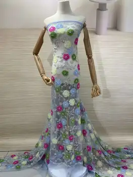 Высококачественные Африканские французские бусины 3D Кружевная ткань 2023 Высококачественный Африканский жених Кружевные ткани с пайетками для пошива свадебного платья в Нигерии