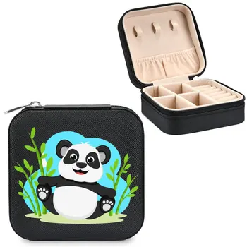 Двойная коробка для хранения Кольца Серьги Сумка на молнии с узором Большая Кожаная Двойная коробка с клапаном с рисунком милой панды