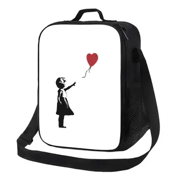 Девушка с воздушным шаром, Термоизолированная сумка для ланча Banksy, Уличный Граффити, Контейнер для ланча для хранения еды Бенто на открытом воздухе