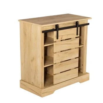 Деревянный журнальный столик с внутренними полками, Кухонный шкаф для прихожей в гостиную, консольный столик с дверцами, светло-коричневый