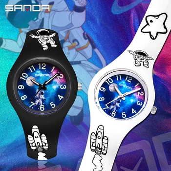 Детские часы SANDA Звездное небо мультфильм Студенческие Мужские и женские силиконовые модные флуоресцентные водонепроницаемые спортивные часы на открытом воздухе