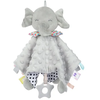 Детское защитное одеяло Слон с бирками, Прорезыватель, Погремушки, Мобиль, Мягкое одеяло, игрушка для прижимания, мягкая игрушка для младенцев, подарок для новорожденных