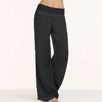 Джинсы-палаццо с длинным рукавом, повседневные брюки, Новые осенне-зимние женские широкие брюки, повседневные свободные штаны для йоги