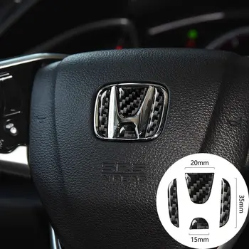 Для Honda Civic 10th 2016-2021 Углеродное волокно рулевое колесо автомобиля Панель с логотипом Рамка Отделка Наклейка крышка Аксессуары для стайлинга автомобилей