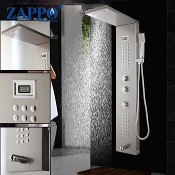 Душевая колонка ZAPPO С массажными форсунками, Система дождевого душа в ванной комнате с ручным распылителем, смеситель для душевой панели, смеситель для ванны