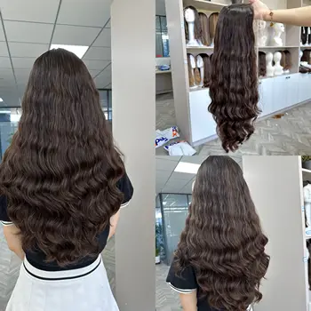 Европейский кошерный парик из натуральных волос на кружеве из натуральных волос с легкой волнистостью для женщин