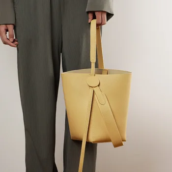 Женская сумка-тоут из натуральной кожи 2023 года, новая диагональная сумка большой емкости на одно плечо из воловьей мягкой кожи, сумка-ведро