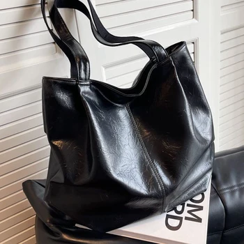 Женская сумка через плечо, большая вместительная сумка-тоут, простая ретро-сумка-мешок, женские сумки для покупок, мешок