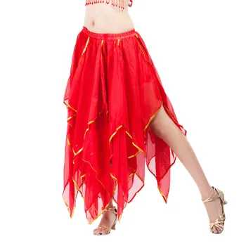 Женская юбка с разрезом по бокам, расшитая блестками, Шифоновая юбка для выступлений в танце живота, Юбки для женщин 4x-5x