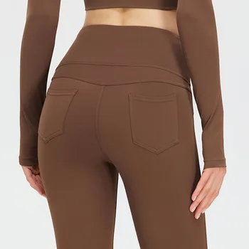 Женские брюки-клеш 2023, дышащие и тонкие брюки для йоги с высокой талией, расклешенные спортивные штаны для йоги