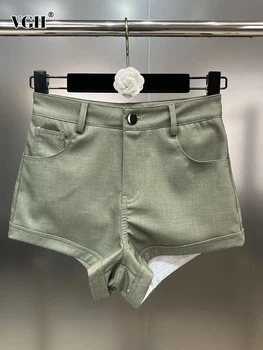 Женские шорты Y2k с VGH карманами в стиле пэчворк, с высокой талией, на молнии, тонкие минималистичные брюки, модный стиль женской одежды