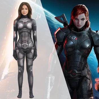 Женский костюм MASS EFFECT Shepard для косплея, женское боди Shepard, комбинезон Zentai из спандекса, женский костюм для косплея