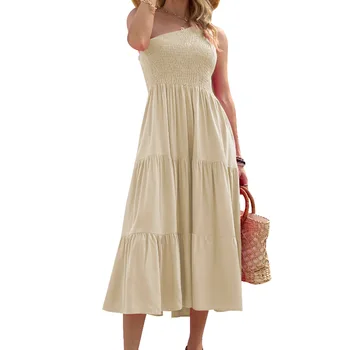 Женское летнее платье 2023, новое женское вечернее платье с одним плечом, платье в стиле бохо