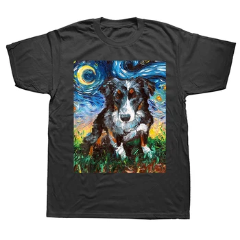 Забавная Австралийская овчарка, футболки с изображением милых животных, графическая уличная одежда, подарки на день рождения с коротким рукавом, футболка, мужская одежда