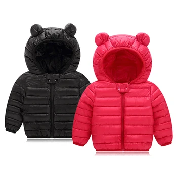 Зимняя куртка для маленьких девочек 1-5 лет, сохраняющая тепло с милыми ушками, модное пальто маленькой принцессы, верхняя одежда для мальчиков на молнии, детская одежда