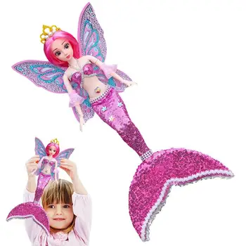 Игрушки-русалки для девочек, кукла-русалка, водные игрушки, игрушки для наряжания кукол для девочек, сделанные своими руками, с юбкой в виде рыбьего хвоста, украшенной блестками, на День рождения