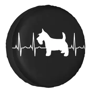Изготовленный на заказ чехол для запасного колеса Scottie для собак породы Шотландский терьер Heartbeat, защита колес автомобиля Scottie, Защита колес от атмосферных воздействий, Универсальный