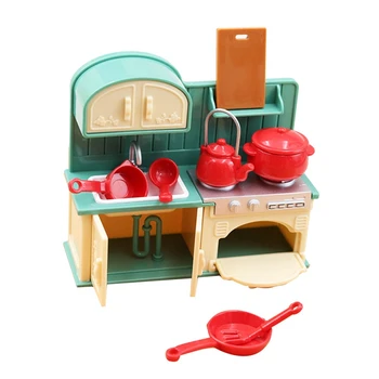 Имитация 1:18 Мини-кухонная плита, Лопатка, Набор для умывания, украшение Кукольного домика, детские игрушки для игр в домик