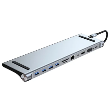 Интеллектуальная Док-станция-Концентратор 11 в 1 Mini USB3.0 Extender Hub, совместимая с HDMI, Скорость Передачи 5,0 Гбит/с для Ноутбуков, Планшетов