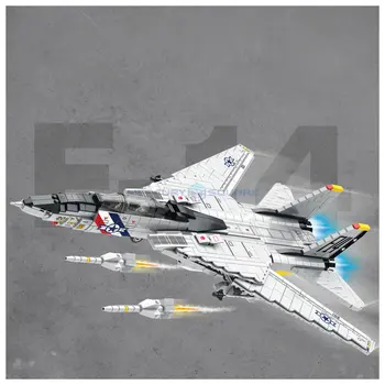 Истребитель F-14 Современная военная модель Awacs Bricks Армейский оружейный самолет Строительные блоки Коллекция высоких технологий Набор игрушек для подарков мальчикам