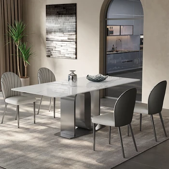 Итальянский минималистичный обеденный стол из шифера, современный дом, Маленькая квартира, Роскошный салон высокого класса, Обеденный стол Muebles, Кухонная мебель