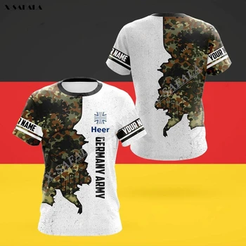 Камуфляжная эмблема Немецкой армии с изображением черепа, 3D-принт, высококачественная футболка с круглым вырезом, Мужская повседневная верхняя одежда