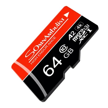 Карта памяти SomnAmbulist 64GB Micro SD-Карта для Наблюдения с Дрона Аудио 64GB Micro SDHC Class10 A2 U3 Оригинальная 64GB TF-Карта