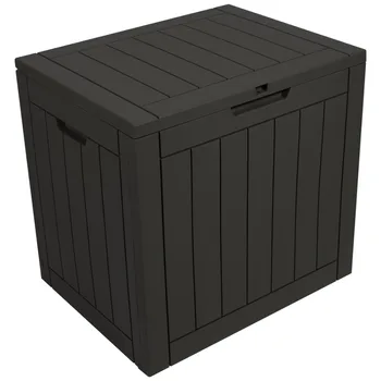 Квадратная пластиковая палубная коробка объемом 31 галлон, темно-коричневого цвета, Многофункциональный внутренний или наружный ящик для хранения, Водонепроницаемость и защита от ультрафиолета