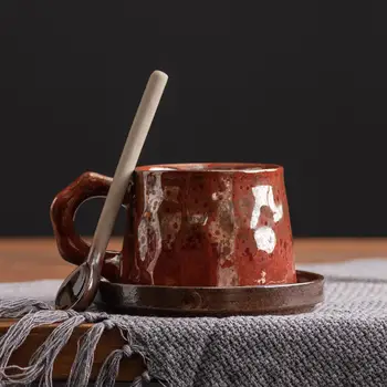 Керамическая кофейная чашка в китайском японском стиле с ложкой, тарелкой, стаканами для воды, керамической кружкой для послеобеденного чая, чайной чашкой, стаканом для молока для завтрака