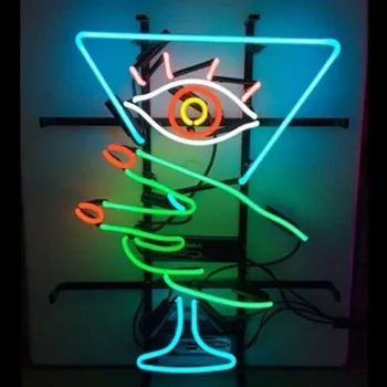 Коктейльное стекло для глаз Martini Girl Beauty Неоновая Световая Вывеска ручной работы из настоящего стекла для рекламы декора комнаты, лампа-дисплей 15X19 